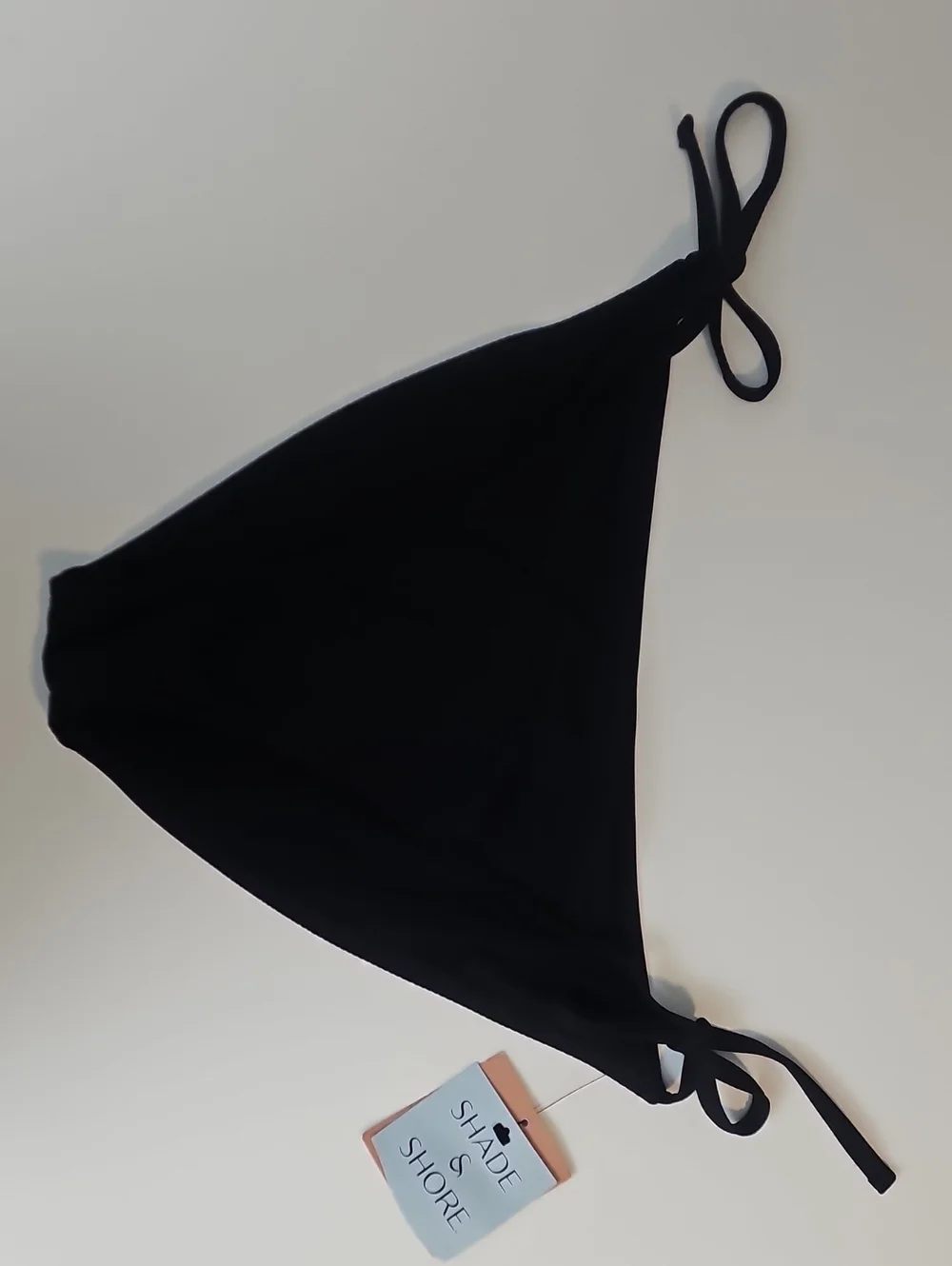 Shade & Shore Womens M Black Ribbed Bikini Set w Bralette Top & Side-Tie Bottoms